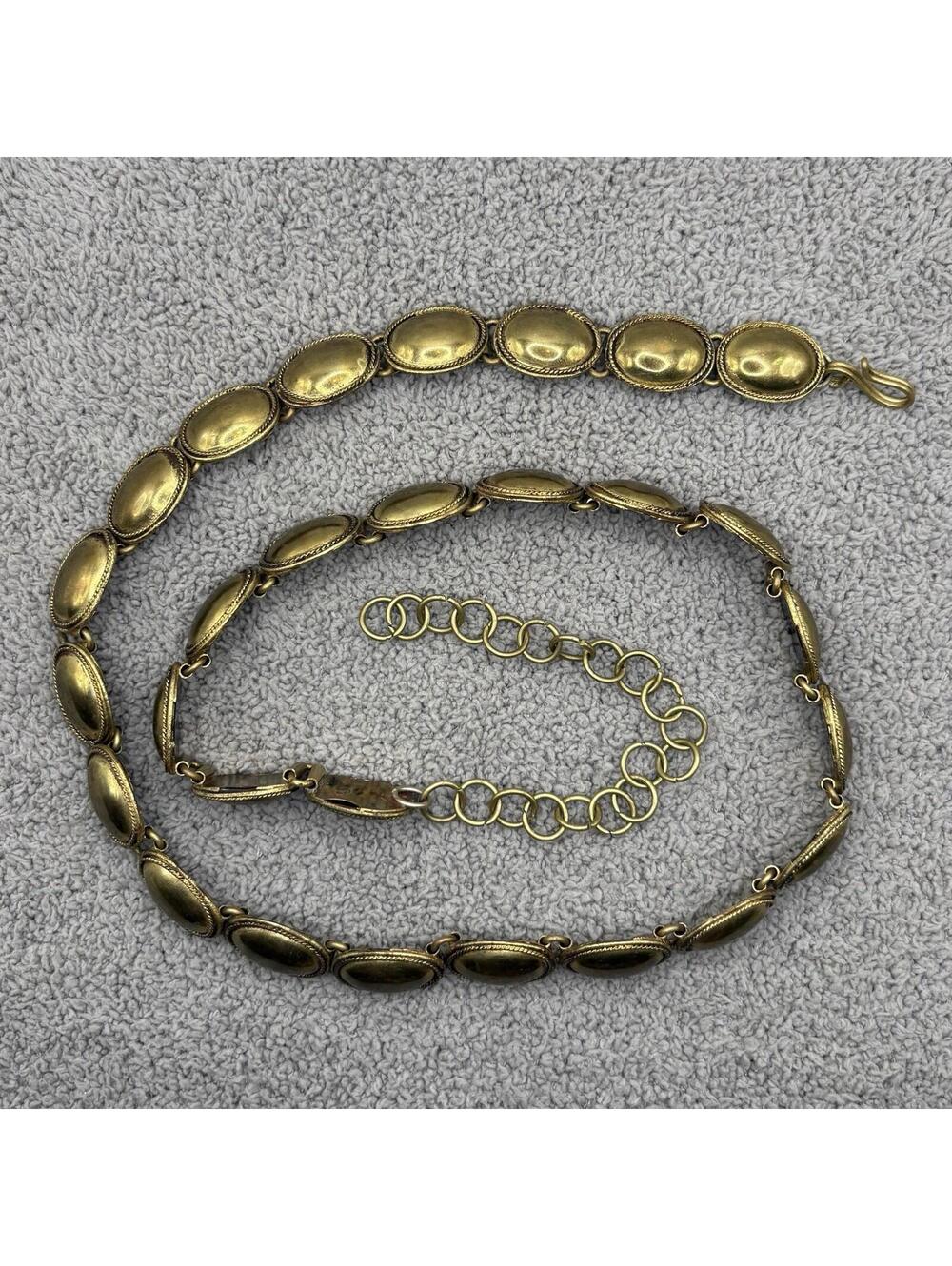 Vintage Gold Tone Oval Link Chain Belt Adjustable Retro Boho Statement